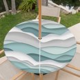 thumbnail image 6 of Round Outdoor Tablecloth with Umbrella Hole and Zipper, Teal Ombre Fitted Table Cover with Elastic Edge for 55-60 Inch, Modern Geometric Moire Abstract Art Waterproof Patio Tablecoths for Picnic, 6 of 9