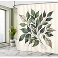 thumbnail image 2 of Ambesonne Boho Shower Curtain, Modern Bohemian Jungle Leaves, 69"Wx75"L, Fern Green Warm Taupe, 2 of 4