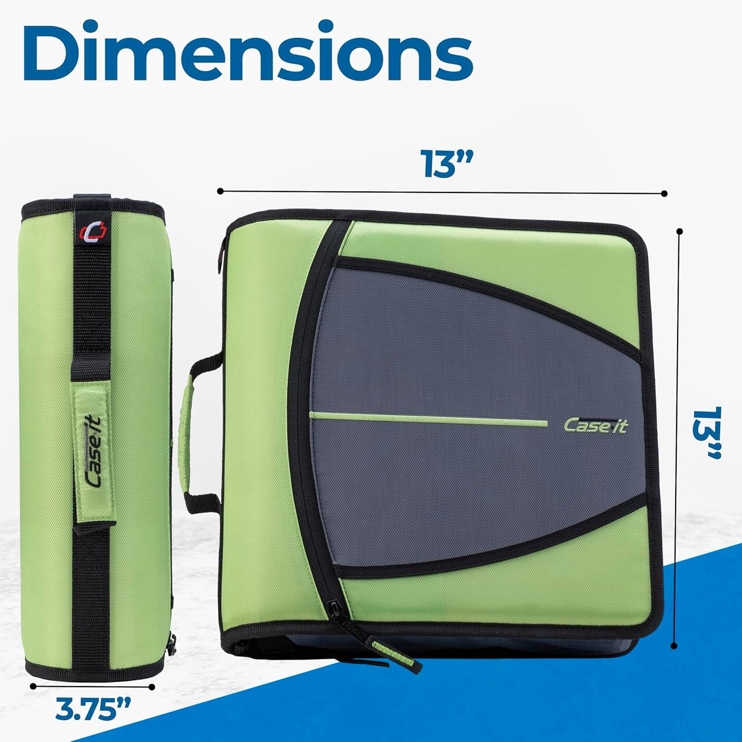 Case-it The Mighty Zip Tab Zipper Binder - 3 Inch O-Rings - 5