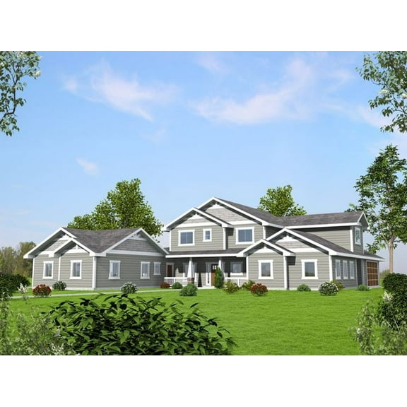 001-3455: Northwest Ranch 5 Bed, 5 Bath Luxury Home Plan, 4459 Sq Ft: Full Blueprints with License to Build by Home Plan Marketplace - Lesuto