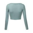 thumbnail image 3 of Doublju Women's Round Neck Slim Fit Long Sleeve Crop Tops (Female Plus Size Available), 3 of 4