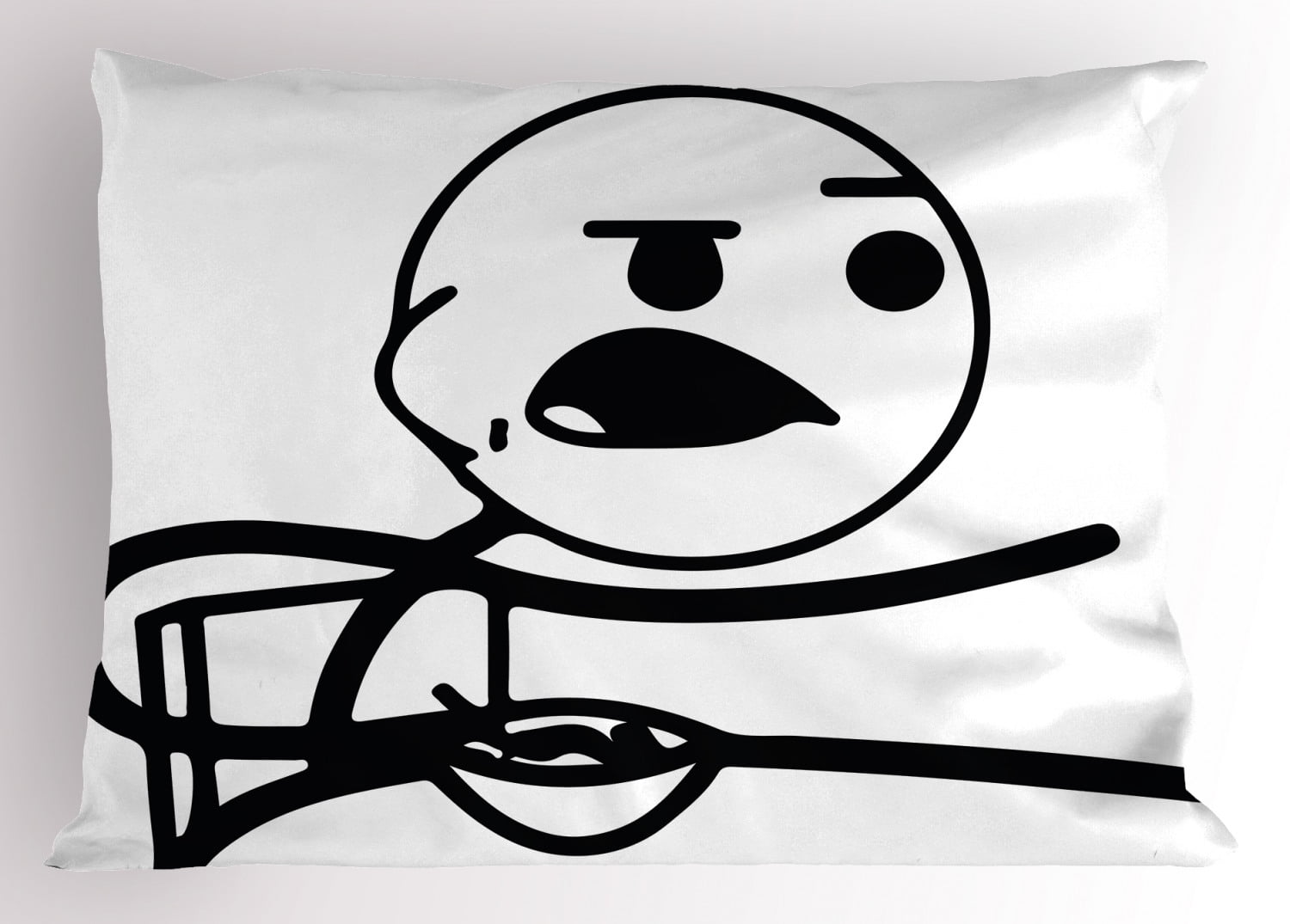 Humor Pillow Sham Stickman Meme Face Icon Looking at Computer Joyful Fun  Caricature Comic Design, Decorative Standard King Size Printed Pillowcase,  36 X 20 Inches, Black and White, by Ambesonne 