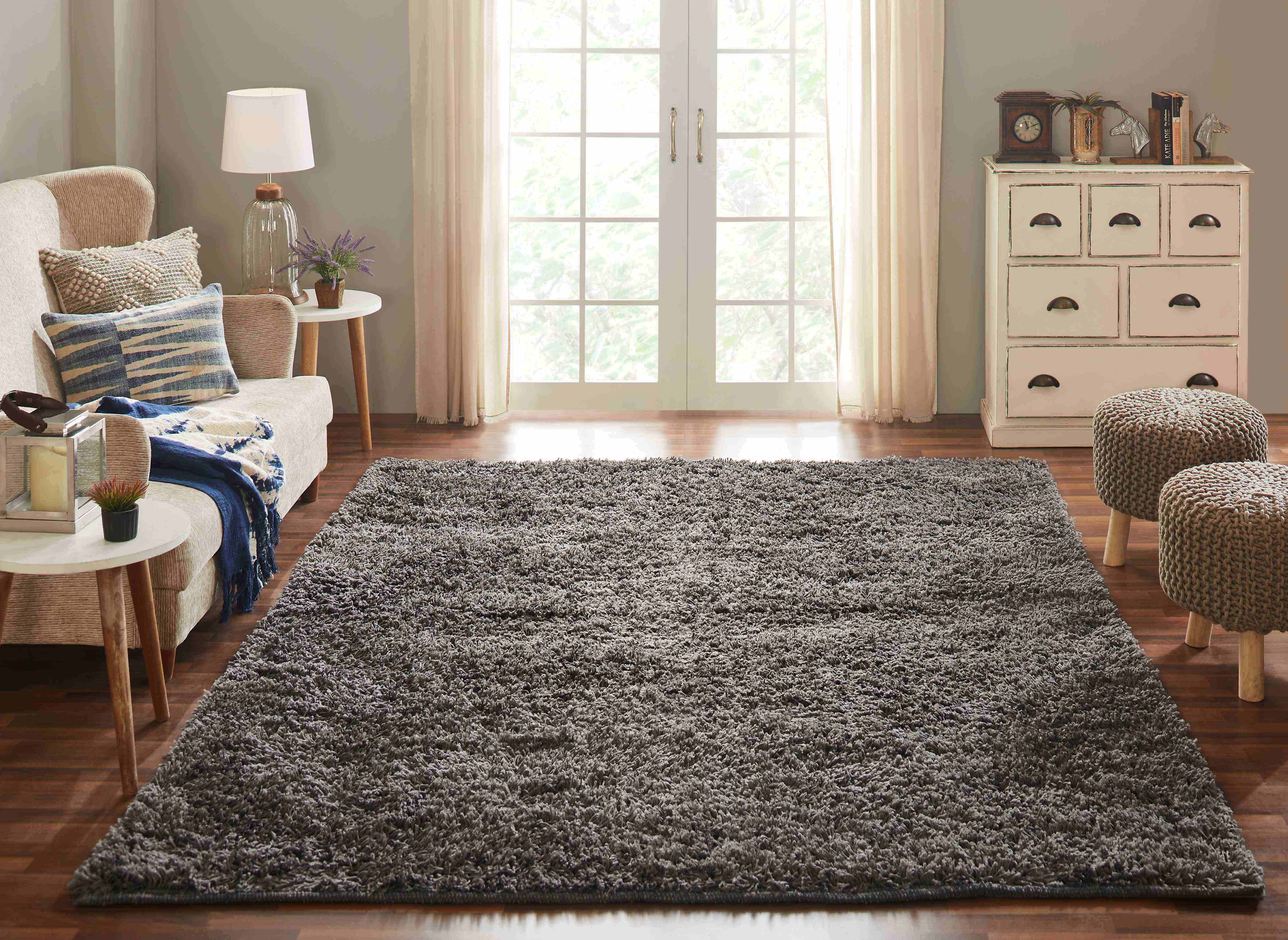 Chesapeake Microfiber Grey Shag Area Rug (7' 3"x 9' 3")