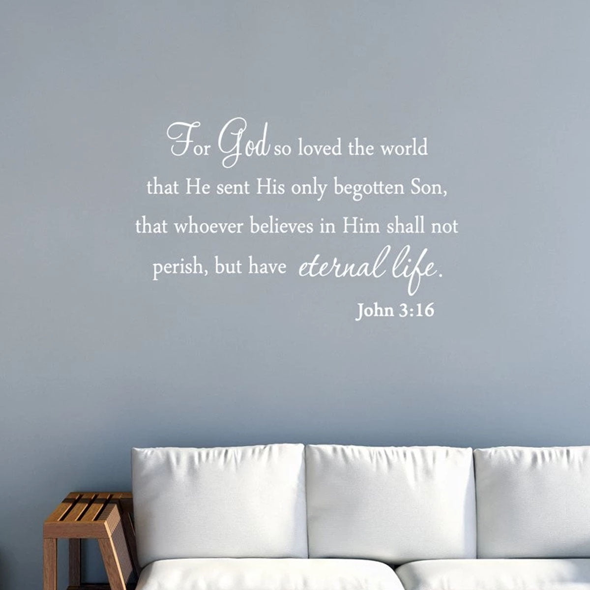 VWAQ For God So Loved The World Wall Decal Quote Religious Bible Verse John 3:16 Scripture Christian Wall Art (WHITE)