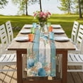 thumbnail image 4 of Table Runners 120 Inches Long Dress Scarves, Teal Brown Beach Coastal Farmhouse Coffee/Dining/Kitchen Table Runner for Living Room, Summer Nautical Coral Shell Botanical Vintage 13x120 Inch, 4 of 9