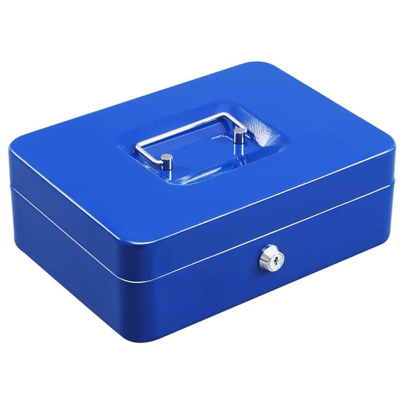Caja de Acero xydled Azul con Bandeja Extraíble para Monedas y Cerradura de Llave