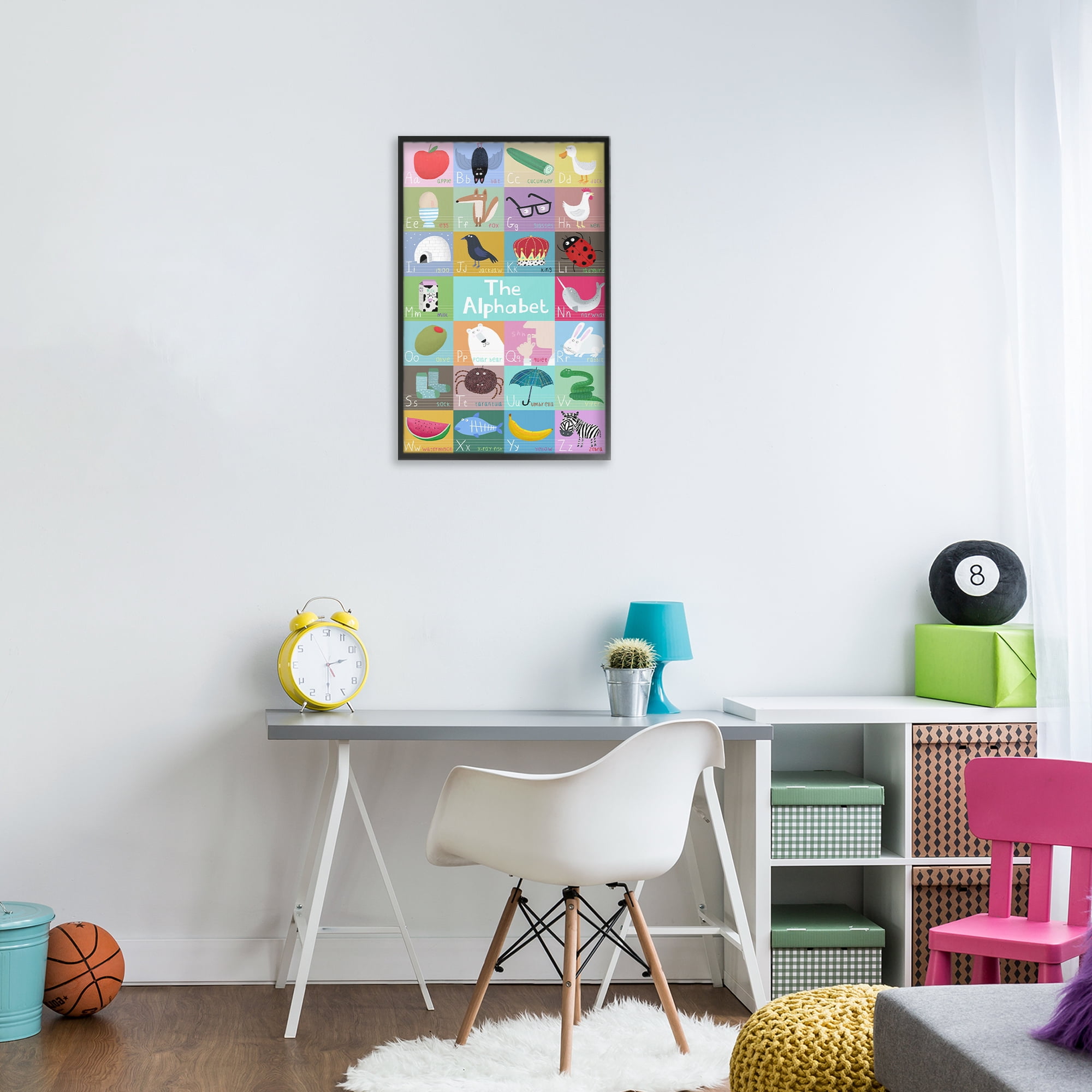 Stupell Industries First Words Alphabet Black Framed Giclee Art, design by Carla Daly