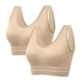 thumbnail image 1 of Eashery Cotton Bras For Women Plus Size Seamless Gym Running Vest Breathable Women Bras Push Up Beige 3XL, 1 of 4