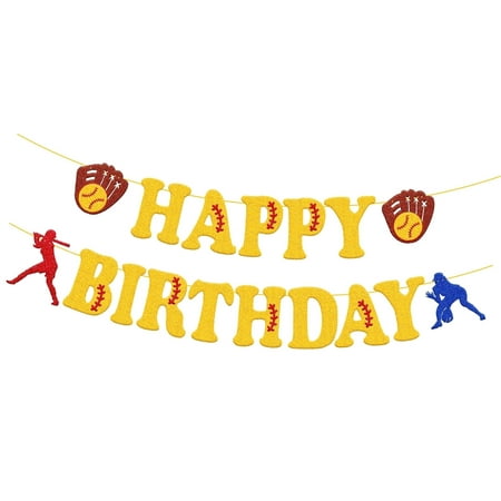 Fuliko Banner 'Fastpitch Baseball Player Theme Party Decorations