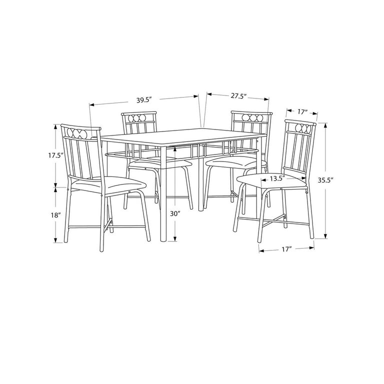 Monarch Specialties Kirsten 5 Piece Dining Table Set