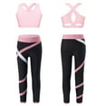 thumbnail image 3 of MSemis Kids Girls Athletic Dance Crop Top and Legging Gymnastics Dance Outfits Pink 12, 3 of 5