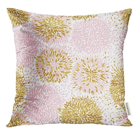 Yellow Gold Pillows CMFUN Orange Pencil Pink and Gold Flowers Pattern Yellow Floral Pillow Case 18x18 Inches Pillowcase ()