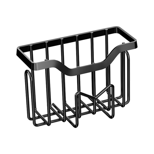 Organizador de fregadero 2 en 1 para tapones de fregadero y esponjas para lavavajillas, negro