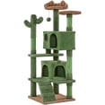 thumbnail image 1 of Yaheetech Cactus Cat Tree Tower with Sisal Scratching Posts, Condos, Ramp, Green/Brown, 1 of 7