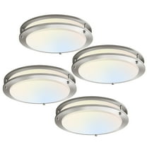 ALUSSO 4 Pack 13Inch LED Flush Mount Ceiling Light, 20W 1300LM Dimmable With 5 Color Temperatures (2700K-5000K), Brushed Nickel Fixture for Bedroom Kitchen Dining Room Hallway, ETL Listed