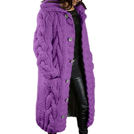 UJNDER Women s Casual Long Button Down Cardigan Sweater Lightweight Knit Open Front Coat for Everyday Outfits and Comfort Dark Purple XXXL