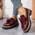 thumbnail image 2 of Mocassins à Nœud pour Femme à Semelle Épaisse, Décontractés, en Cuir Verni, Chaussures Habillées de Bureau, Plateforme, à Enfiler, Chaussures de Marche, Rouges, Taille 7,5, 2 of 8