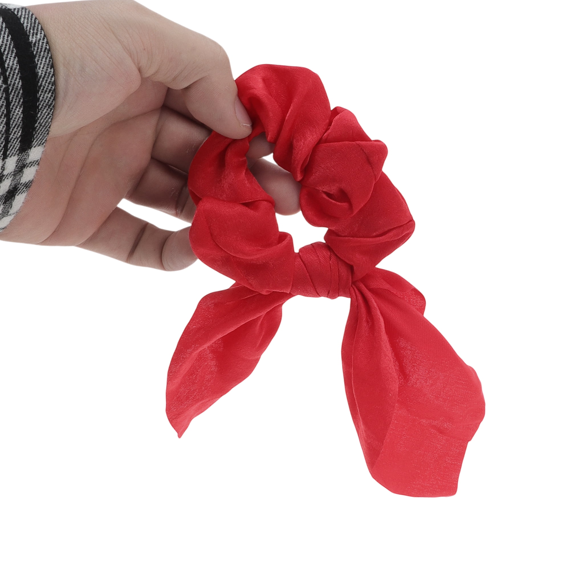 NOMADIC NOOK Solid Rabbit Ears Hair Ties 5 Pcs Blue Rose Red Grey Wine Red Apricot Pink
