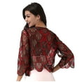 thumbnail image 3 of Miutii Women Sequin 1920s Hollow Lace Bolero Cardigan Summer Cropped Jacket Shrug for Dresses Red One Size, 3 of 9