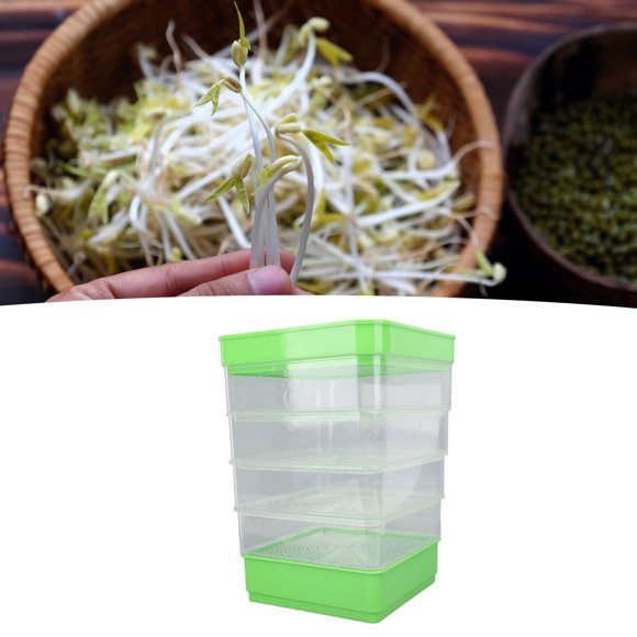 4 Tier Stackable Sprouter Kit, Space Saving Micro Stackable Vegetable Growing Tray for Bean Sprouts, With Convenient Design for Gardening Beginners and Busy Office Workers