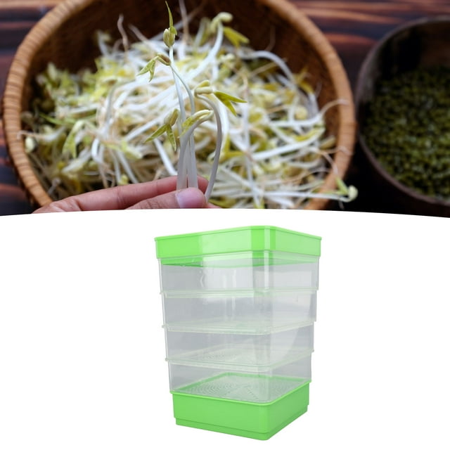 4 Tier Stackable Sprouter Kit, Space Saving Micro Stackable Vegetable Growing Tray for Bean Sprouts, With Convenient Design for Gardening Beginners and Busy Office Workers