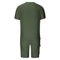 thumbnail image 4 of Maqroz Mens Sweatsuits 2 Piece Set Summer Solid T-Shirt and Shorts Sets Casual Crew Neck Short Sleeve Top with Elastic Waist Bottoms Lightweight Soft Blend Everyday Loungewear Outfit, 4 of 4