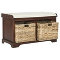 thumbnail image 2 of SAFAVIEH Freddy Contemporary Wicker Storage Bench with Cushion, Cherry, 2 of 6