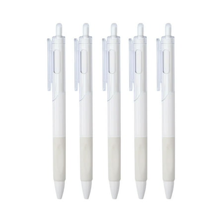 Btomtd Gel Pens 5 Count 0.5mm Blacks Ink Pens for Students Fine Point Smooths Writing Pens for Journaling Note, White