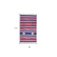 thumbnail image 5 of 7' X 10' Pink and Blue Southwestern Handmade Area Rug With Fringe, 5 of 5