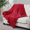 thumbnail image 3 of Home Soft Things Jacquard faux fur throw - 50x60" - Haute red, 3 of 10