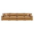 thumbnail image 2 of Modway Commix Down Filled Overstuffed Vegan Leather 4-Seater Sofa in Tan, 2 of 10