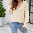 thumbnail image 3 of Top de punto para mujer, suéter de estilo informal, suéter básico de otoño, traje diario FLhrweasw Nuevo, 3 of 7