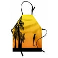 thumbnail image 1 of Summer Apron, Ombre Sunset with Dolphin and Palm Trees Exotic Beach Pattern, Unisex Kitchen Bib with Adjustable Neck for Cooking Gardening, Adult Size, Yellow Orange, by Ambesonne, 1 of 4