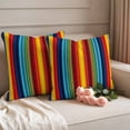 thumbnail image 2 of Abstract Vertical Striped Outdoor Waterproof Pillow Covers, Colorful Rainbow Stripes Retro Decorative Square Throw Pillowcase Sofa Cushion Sham for Patio/Couch/Chair, 16"x16" 2 Pack, 2 of 8