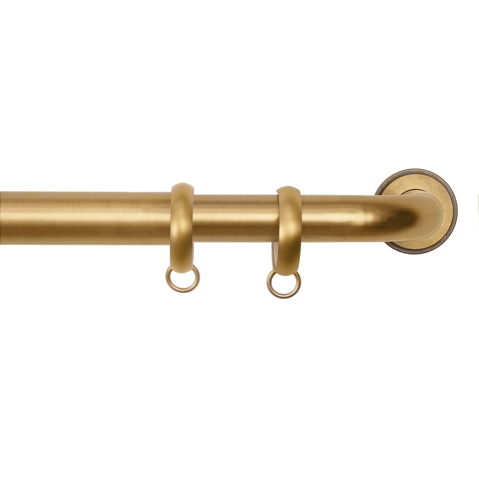 TWOPAGES Vengo Collection Burnished Brass Adjustable Wrap Around Curtain Rod for 28-48 Windows