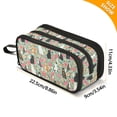 thumbnail image 4 of FORMRS Pencil Case with 3 Compartments School Large Capacity Zipper Pen Pouch Stationery Organizer, Green Floral Cats Pattern, 4 of 8