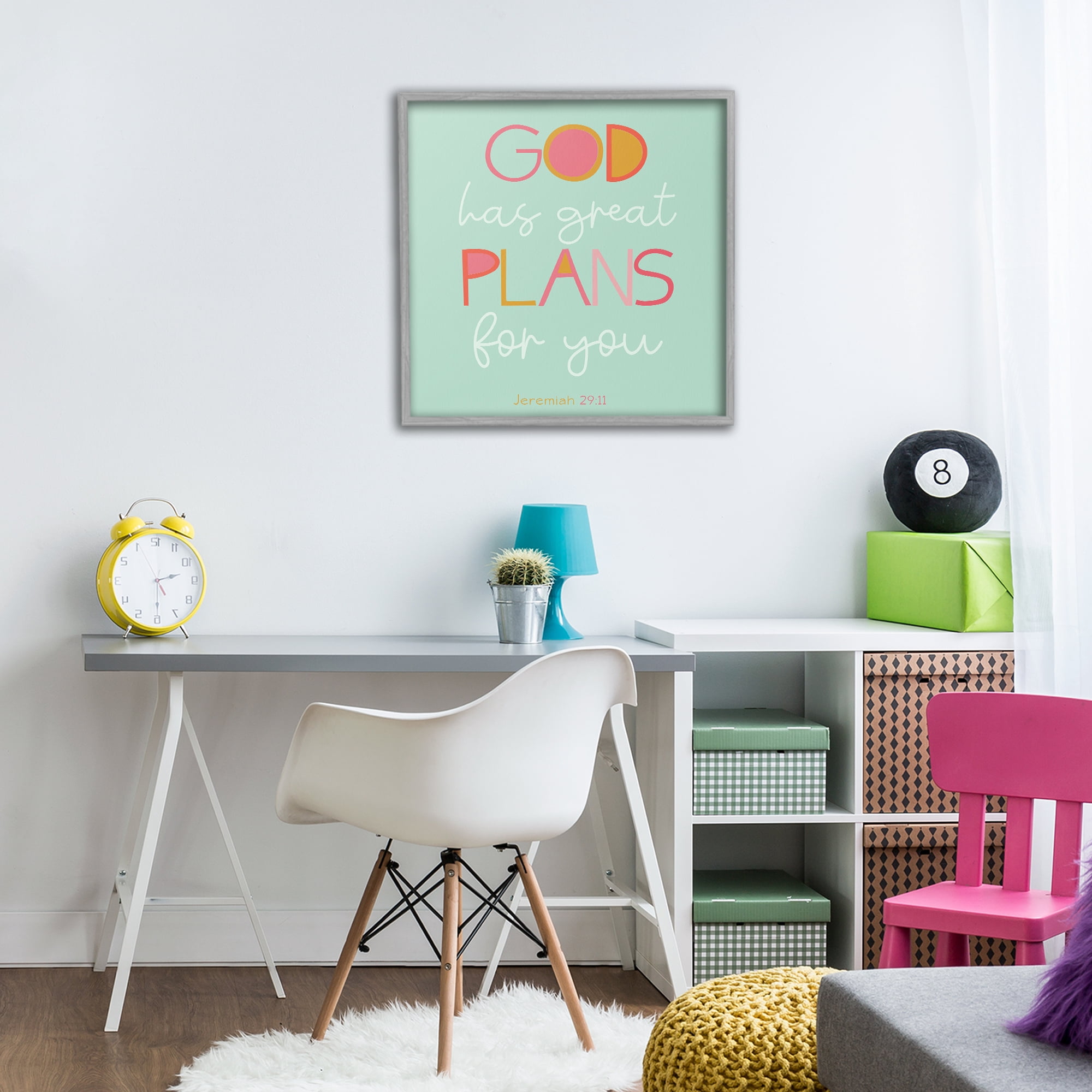 Stupell Industries Green God's Plans For You Gray Framed Giclee Art, design by SD Graphics Studio
