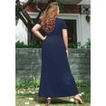 thumbnail image 5 of SHOWMALL Women's Plus Size Wedding Guest Maxi Dress with Pockets, Navy Blue 2X Flowy Short Sleeve Scoop Neck Formal to Casual, 5 of 5