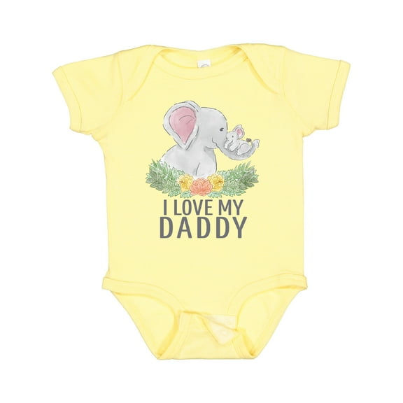 Inktastic I Love My Daddy Cute Elephants and Spring Flowers Boys or Girls Baby Bodysuit