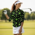 thumbnail image 4 of Uorisanigo Clover Womens Long Sleeve Golf Polo Shirts Casual Comfortable Quick Dry Athletic Polo Shirts Breathable Relaxed Tennis Tops Quarter Zip Womens Outing Wear Size M, 4 of 7