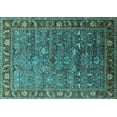 thumbnail image 1 of Ahgly Company Machine Washable Indoor Rectangle Oriental Turquoise Blue Traditional Area Rugs, 6' x 9', 1 of 4