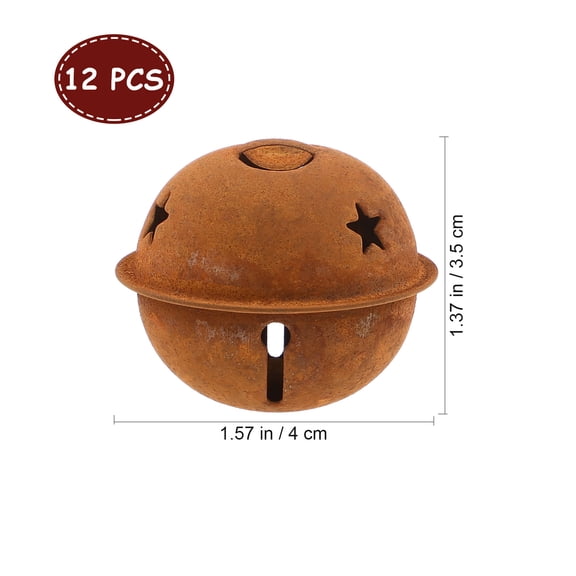 LOLIPPYY Supvox 12-Pack 40mm Rustic Metal Christmas Bells with Star Cutouts, Craft Hanging Bells for Holiday Tree Decorations