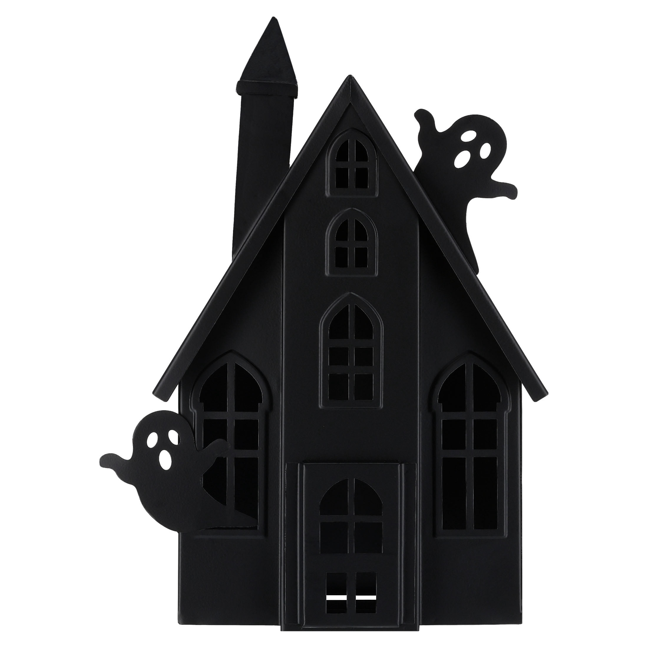 Metal Haunted House Decoration, Black, 12.6", Halloween by Way To Celebrate