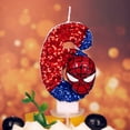 thumbnail image 5 of Vela de spiderman para niños, decoración de pastel de fiesta de feliz cumpleaños, suministros de juguetes para niños, velas digitales de 0 a 9 años（6, 5 of 5