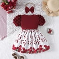 thumbnail image 5 of RMGVDSD Toddler Girls Dresses Cute Short Sleeve Floral Dress With Bow Puff Sleeves A-Line Sundress Casual Holiday Birthday Easter Outfit 6-9 Months, 5 of 8