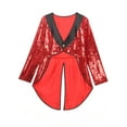 thumbnail image 4 of CHICTRY Mens Ringmaster Circus Show Dress-up Sequins Tuxedo Tailcoat Magician Blazer Jacket Red M, 4 of 6