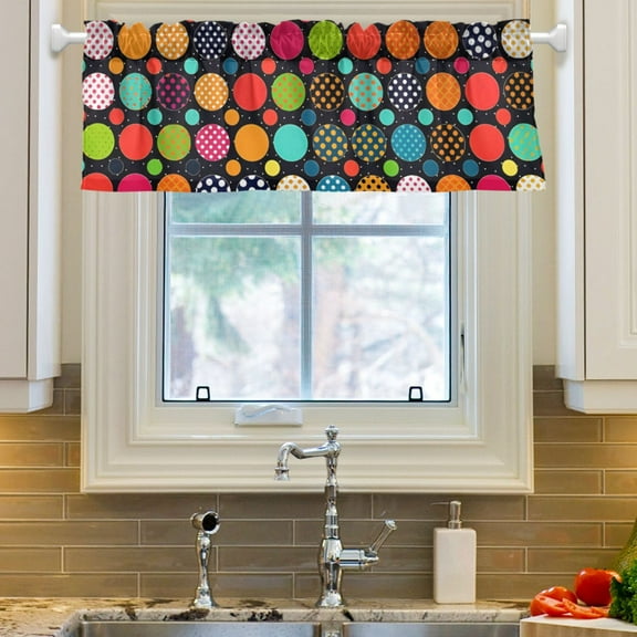 Ryvnso Polka Dots Window Valance Kitchen Farmhouse Rod Pocket Short Curtain 54x18 inch