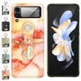 thumbnail image 1 of For Samsung Galaxy Z Flip 4/Z Flip 3 5G Phone Case，Shockproof Luxury Diamond Marble Leather Cover，Silm Ring Holder Stand Case Cover, 1 of 5
