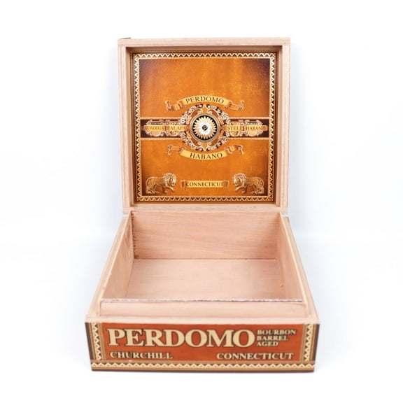 Perdomo Churchill Connecticut Habano Empty Wood Cigar Box 8" x 7.75" x 3"