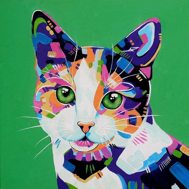 Wdftyju Kits de pintura de diamante 5D DIY Taladro redondo completo Mosaico de gato colorido (E1510) Wdftyju 7fa3pq0dd7es7xx8D01